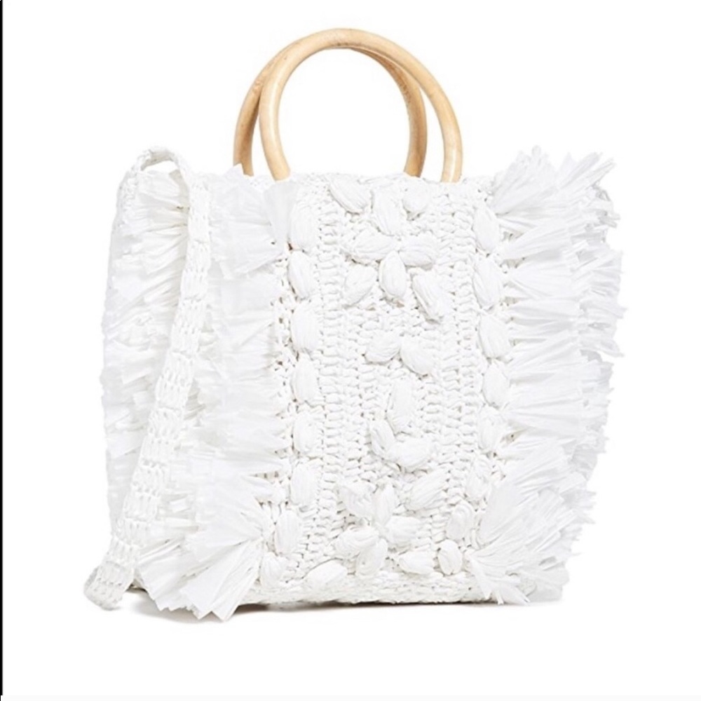 Cleobella Textured Raffia Wooden Handle Tote